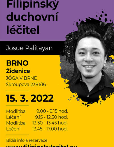15.3.2022 Brno - JÓGA V BRNĚ - pozvánka na filipínské duchovní léčení