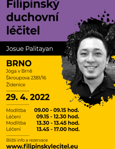 29.4.2022 Brno - JÓGA V BRNĚ - pozvánka na filipínské duchovní léčení