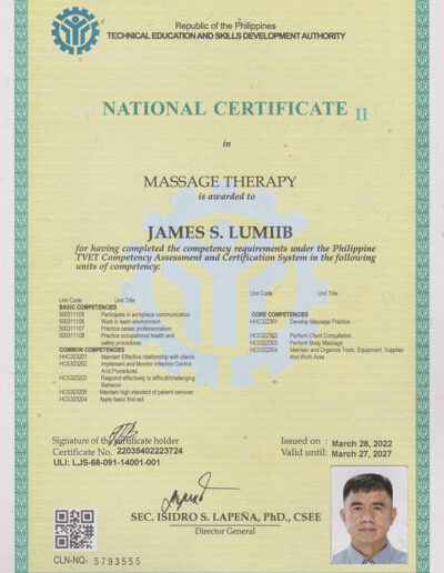 James Lumiib - National certificate