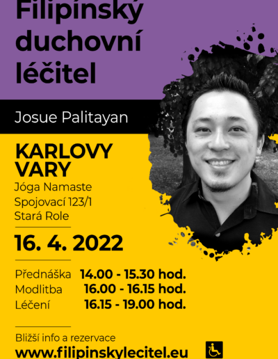 16.4.2022 Karlovy Vary - JÓGA NAMASTE - pozvánka na filipínské duchovní léčení