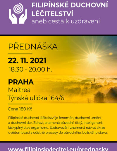 22.11.2021 Praha - přednáška o filipínském duchovním léčení